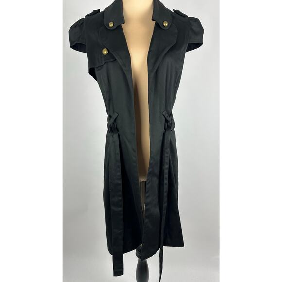 NWT Voom by Joy Han USA Size Medium Black Trench Coat Goth Whimsygoth - Picture 4 of 16